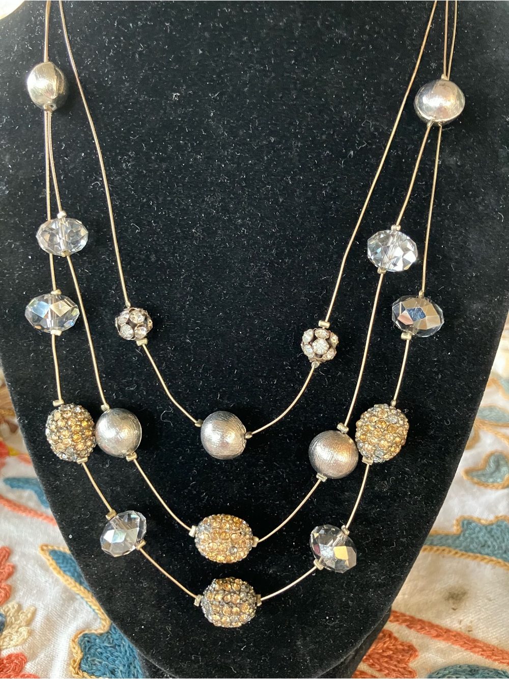 CHICOS MULTI STRAND BEADED NECKLACE 17” WITH 4” EXTENDER
